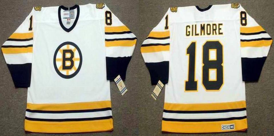 2019 Men Boston Bruins 18 Gilmore White CCM NHL jerseys